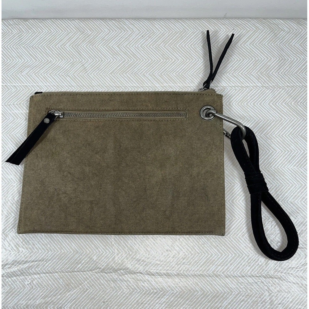 Free People Suede & Canvas Essential Clutch Wristlet Green/Blackโ Trendy Casual